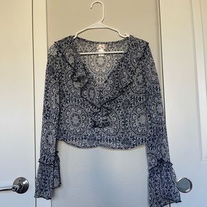 Blue patterned blouse